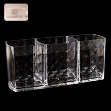 Elegant Crystal-Effect 3-Compartment Acrylic Makeup Brush Holder 