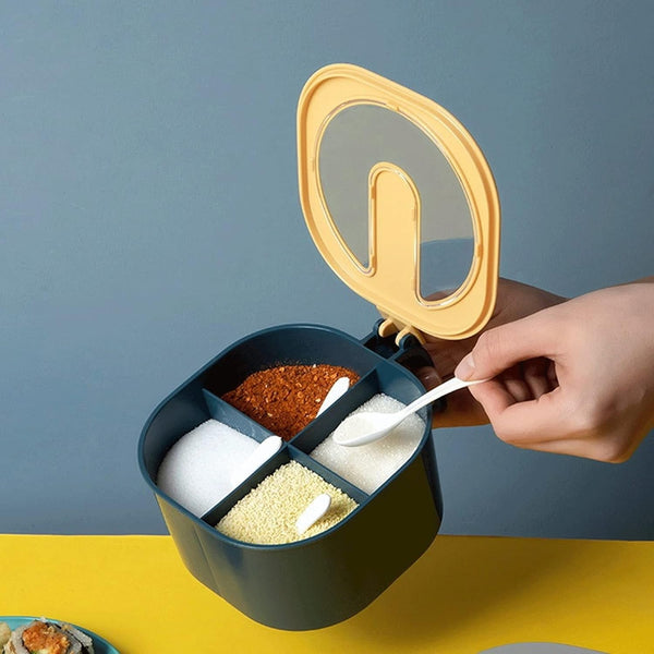 Fancy 4-Section Masala Box for Kitchen Storage (Spice Container)